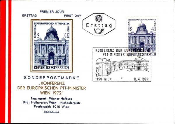 Konferenz der europ. PTT-Minister Wien 1972 Vorderseite