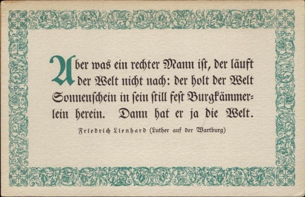 Aber was ein rechter Mann ist..., Friedrich Lienhard Vorderseite