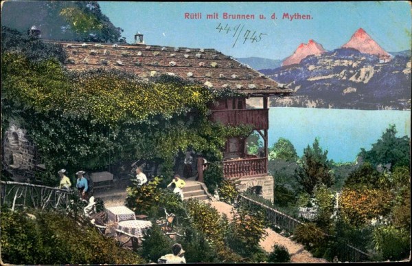Rütli mit Brunnen und die Mythen. Vorderseite