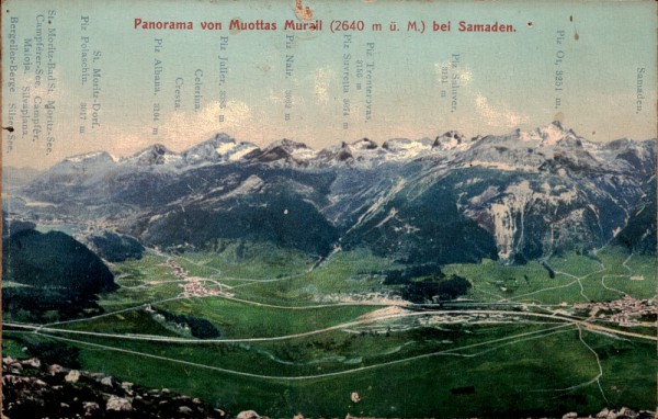 Panorama von Muottas Murail bei Samaden