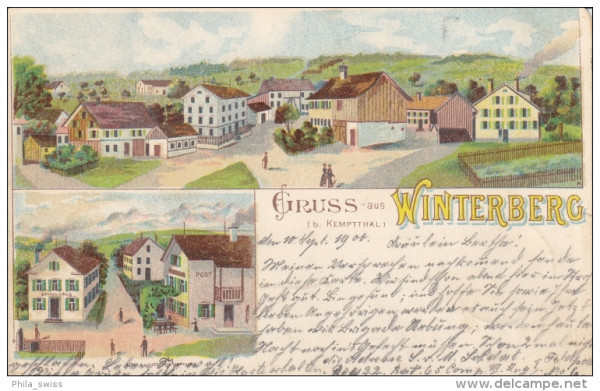 Winterberg, Gruss aus Kemptthal - farbige Litho