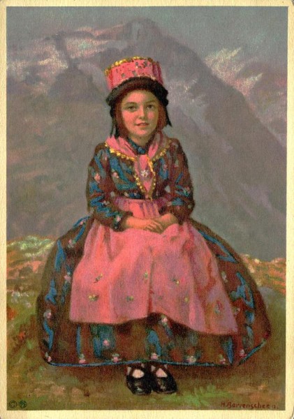 H. Barrenscheen,Costumes Suisses:Valais Vorderseite