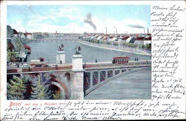 Basel mit den 3 Brücken Vorderseite