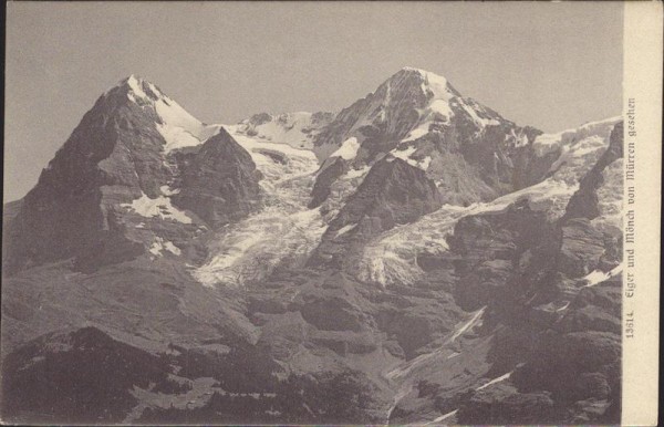 Eiger und Mönch von Mürren gesehen. Vorderseite