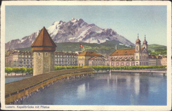 Luzern (Kappelbrücke mit Pilatus)