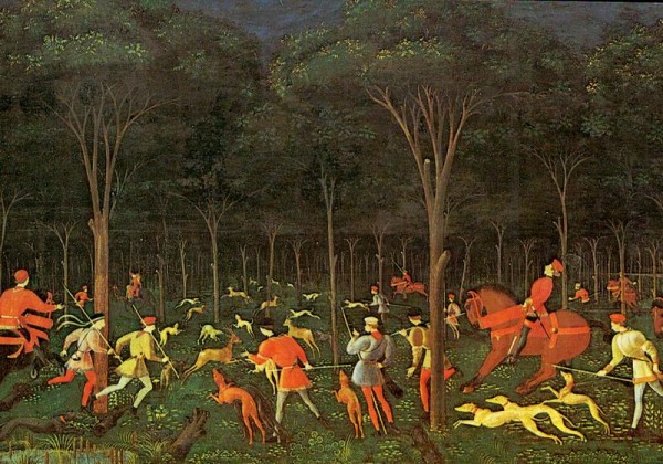 Uccello Paolo, A hunt in the forest Vorderseite