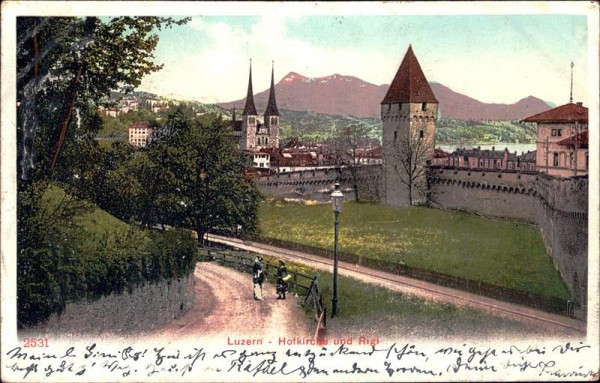 Luzern, Hofkirche und Rigi Vorderseite