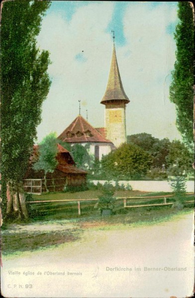 Dorfkirche im Berner Oberland Vorderseite