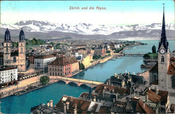 Zürich und die Alpen. Vorderseite