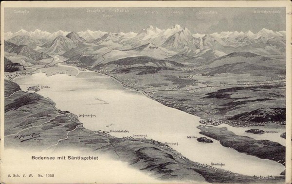 Bodensee mit Säntisgebiet Vorderseite