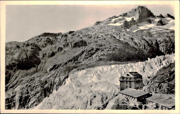 Furka. Belvédère und Rhonegletscher Vorderseite