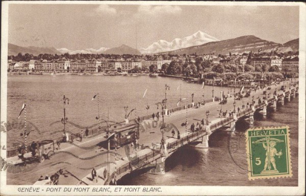 Genève - Pont du Mont Blanc, et Mont Blanc