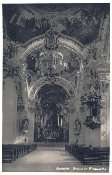 Einsiedeln. Inneres der Klosterkirche. 1926 Vorderseite