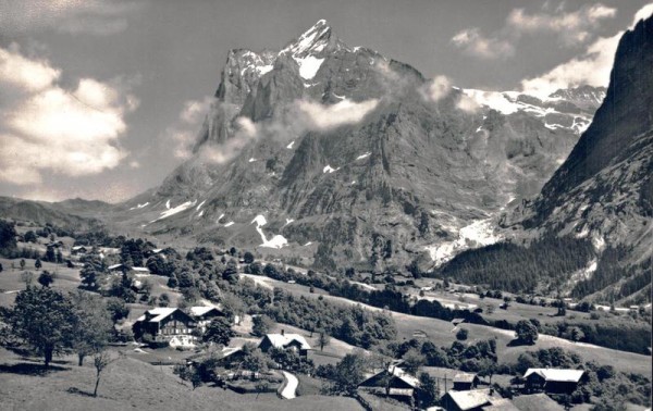 Grindelwald, Dorfpartie mit Wetterhorn Vorderseite