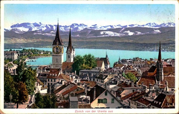 Zürich von der Urania aus. Vorderseite