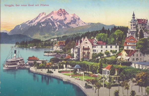 Weggis, der neue Quai mit Pilatus