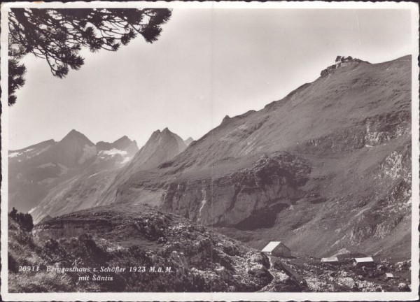 Berggasthaus zum Schäfler (1923m) mit Säntis