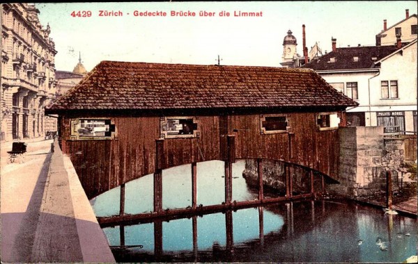 Zürich - Gedeckte Brücke über die Limmat Vorderseite