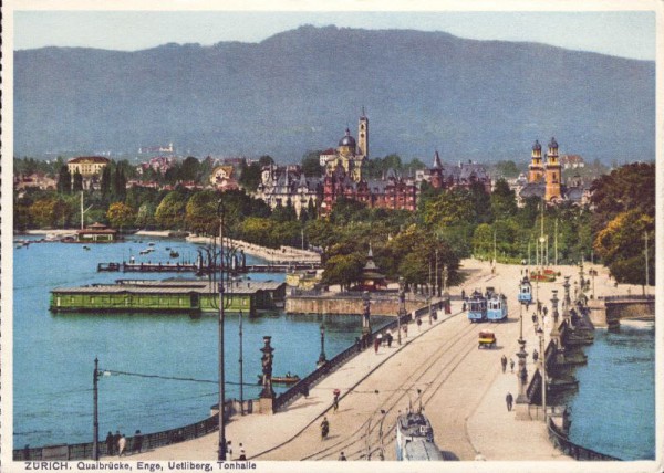 Zürich. Quaibrücke Enge Uetliberg Tonhalle