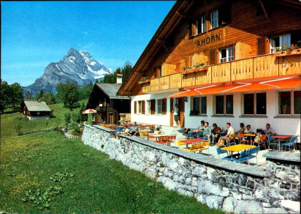 Braunwald, Klein-Hotel Ahorn, Werbekarte Vorderseite