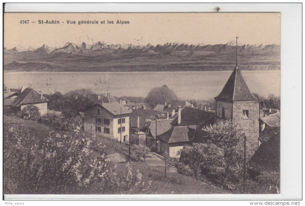St. Aubin - Vue generale et les Alpes