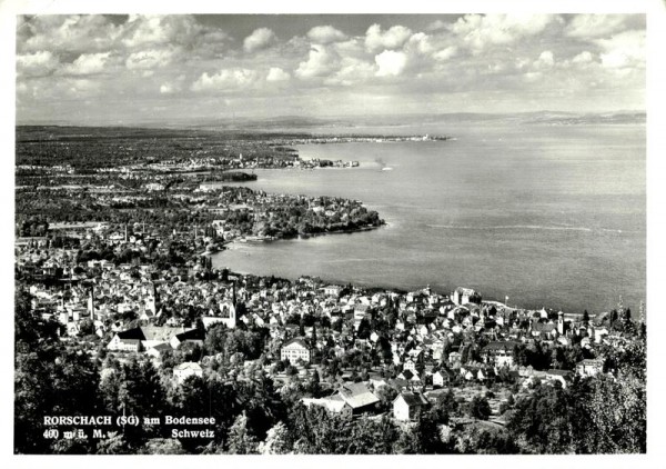 Blick auf die Seebuchten bei Horn, Arbon und Romanshorn, Rorschach vor 1964 Vorderseite