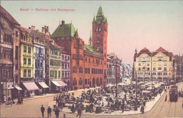 Basel, Rathaus mit Marktplatz