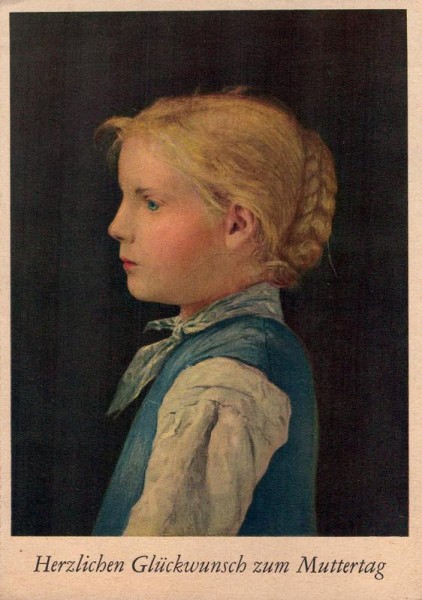 Albert Anker, Junges Blondes Mädchen, Muttertag Vorderseite