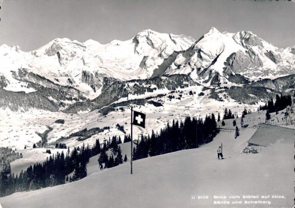 Blick vom Stöfeli auf Iltios, Säntis und Schafberg. 1946 Vorderseite