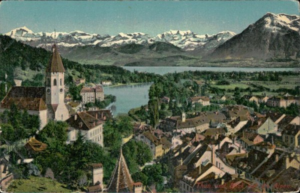 Thun und Blick auf die Alpen Vorderseite