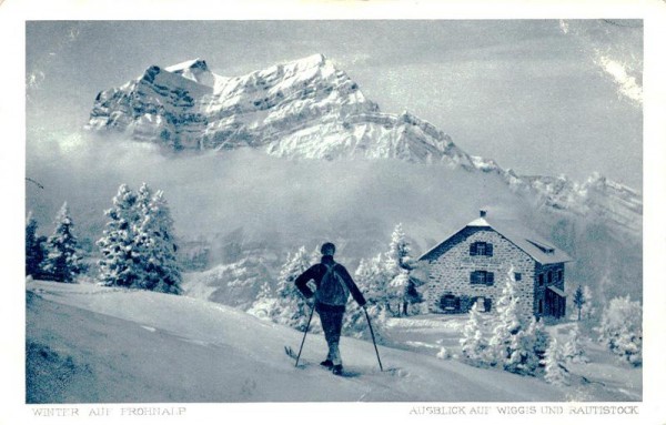 Winter auf Fronalp, Ausblick auf Wiggis und Rautistock Vorderseite