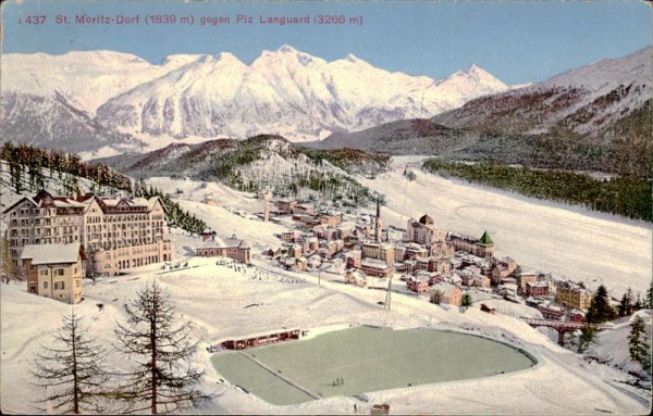 St. Moritz- Dorf gegen Piz Languard Vorderseite