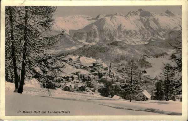 St. Moritz Dorf mit Landquartkette Vorderseite