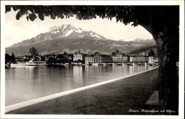 Luzern - Nationalquai mit Pilatus Vorderseite