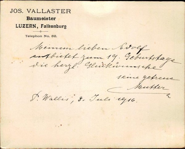 Gedicht Mutter, 1916 Vorderseite