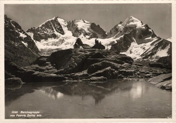 Berninagruppe von Fuorcla Surley (Surlej) aus. 1948 Vorderseite