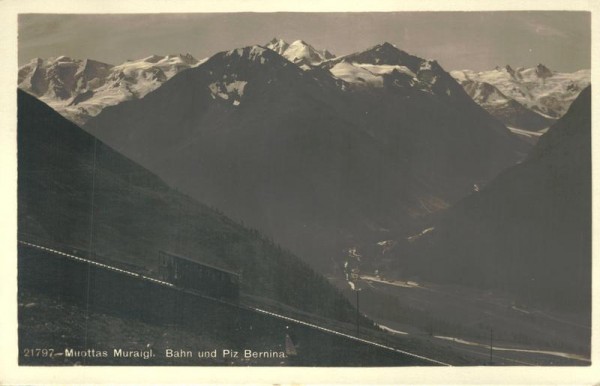 Bahn und Piz Bernina, Muottas Muragl Vorderseite