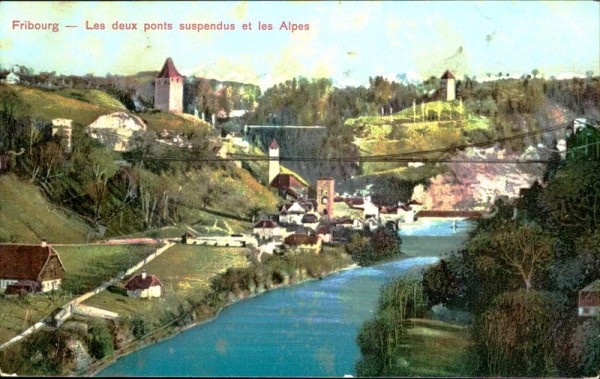 Fribourg - Les deux ponts suspendus et les Alpes Vorderseite