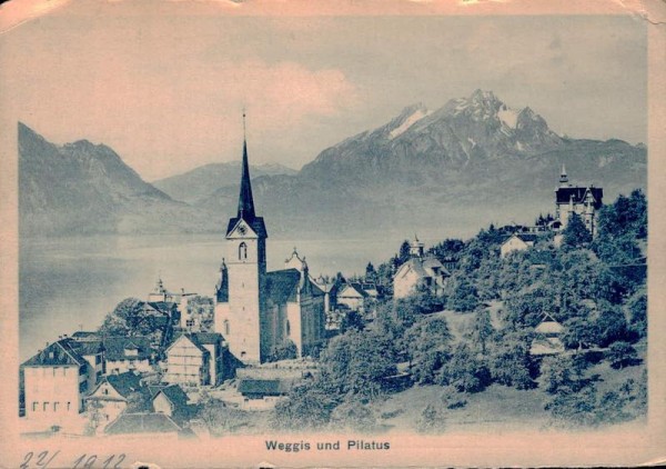 Weggis und Pilatus. 1912 Vorderseite