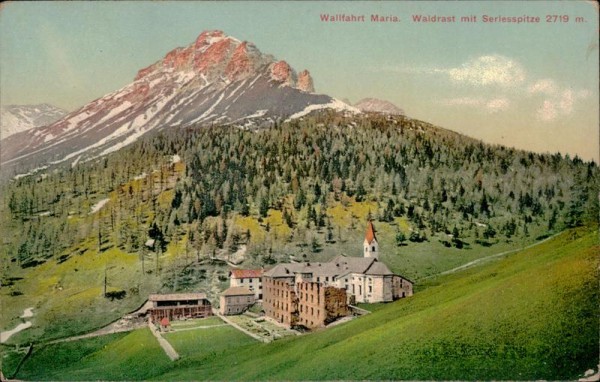 Wallfahrt Maria. Waldrast mit Serlesspitze Vorderseite