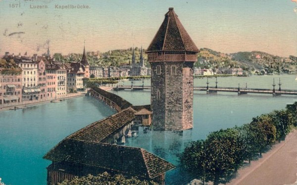 Luzern.
Kapellbrücke und Wasserturm. 1910 Vorderseite