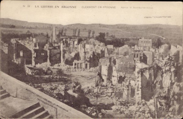 Clermont-en-Argonne, après le bombardement