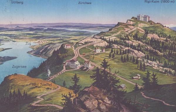 Uetliberg mit Zürichsee und Rigi-Kulm Vorderseite
