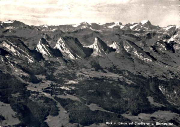 Blick v. Säntis auf Churfirsten u. Glarneralpen Vorderseite