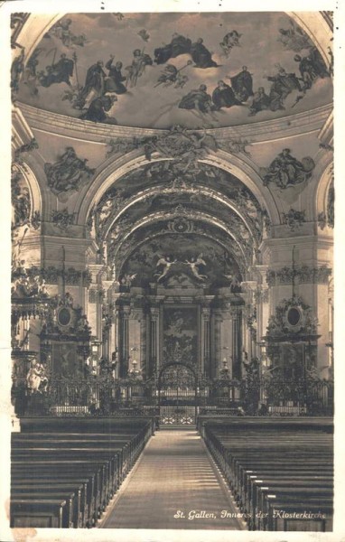 St.Gallen, Inneres der Klosterkirche. 1932 Vorderseite