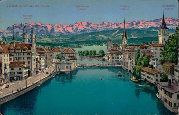 Zürich und die Alpen Vorderseite