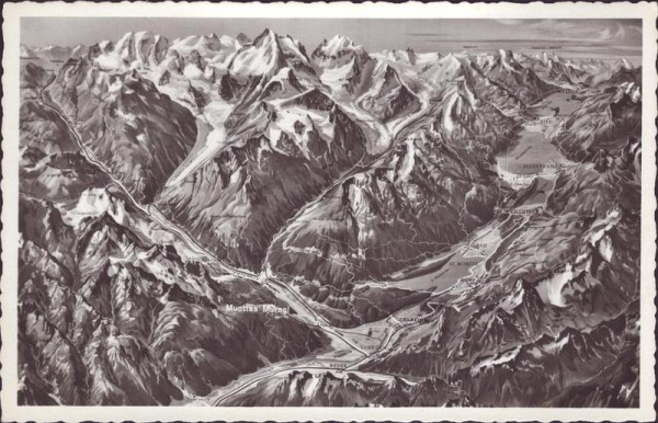 Oberengadin und die Bernina-Gruppe. Panorama Vorderseite