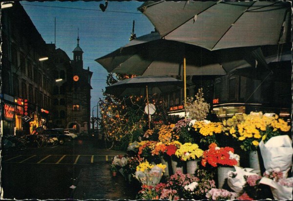 Geneve, Place du Molard le soir Vorderseite