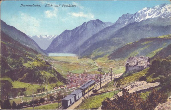 Berninabahn, Blick auf Poschiavo. 1912