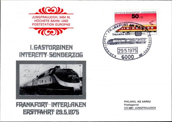 Frankfurt - Interlaken, sonderzug 1975 Vorderseite